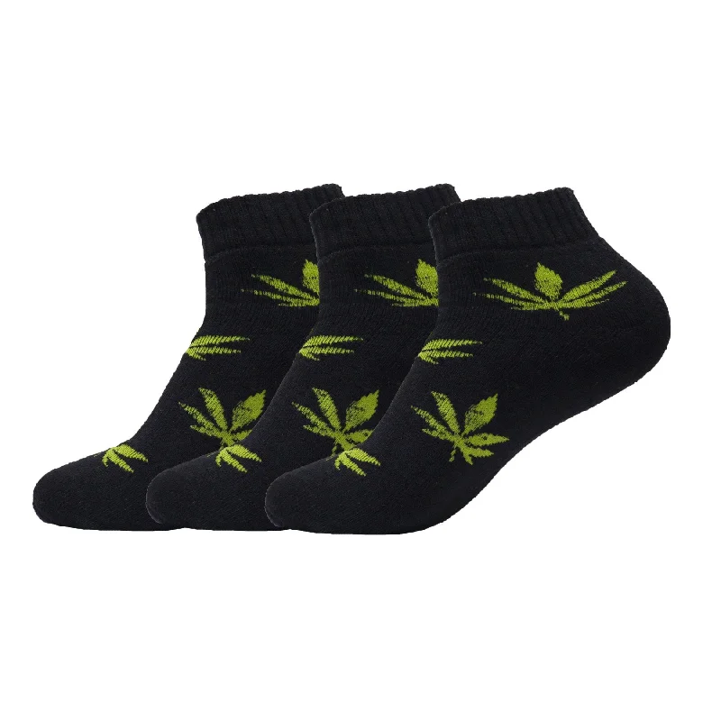 3 Pairs Black (Yellow Leaf)