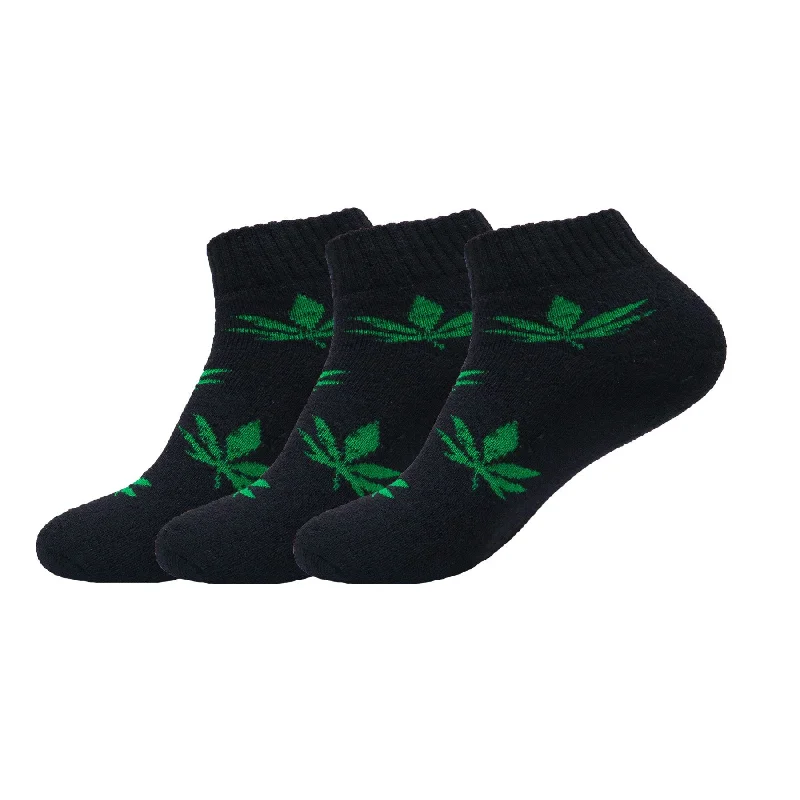 3 Pairs Black(Green Leaf)