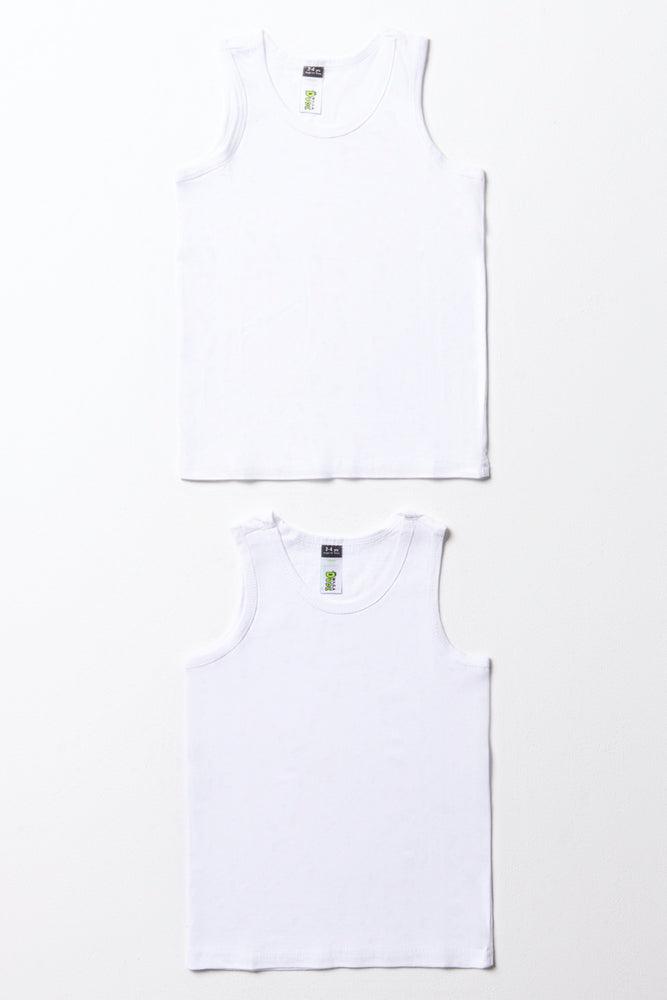 2 Pack Sleeveless Vests White