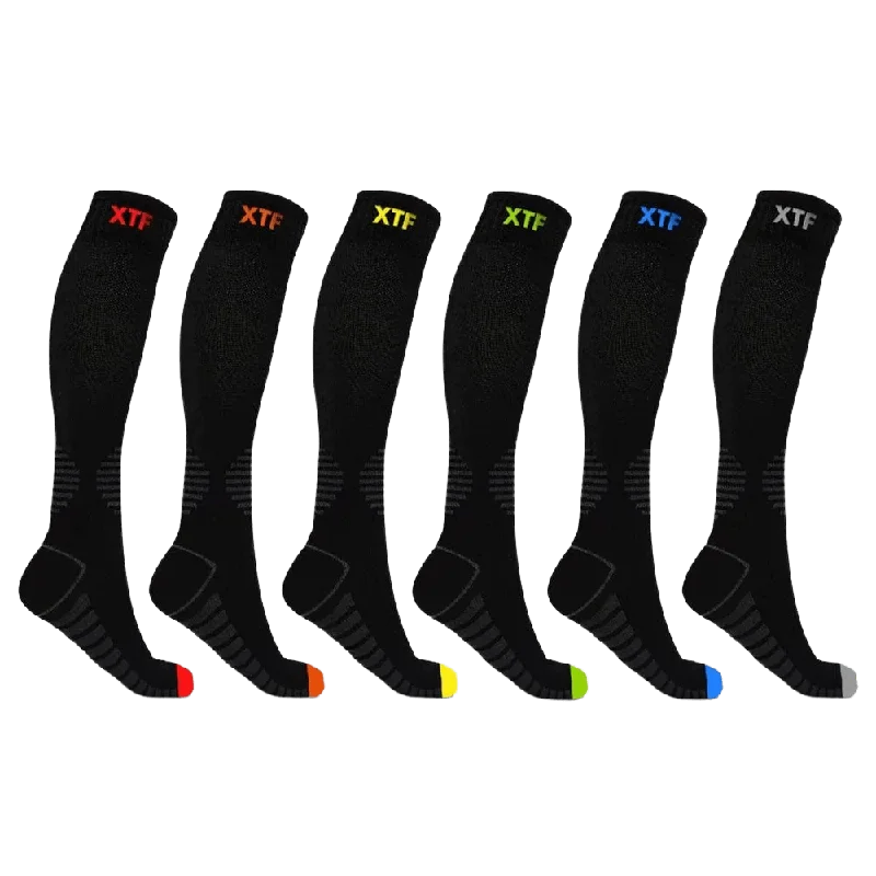 Colored Toes Compression Socks (6-Pairs)