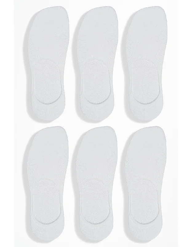 6 Pairs - Invisible Socks - White