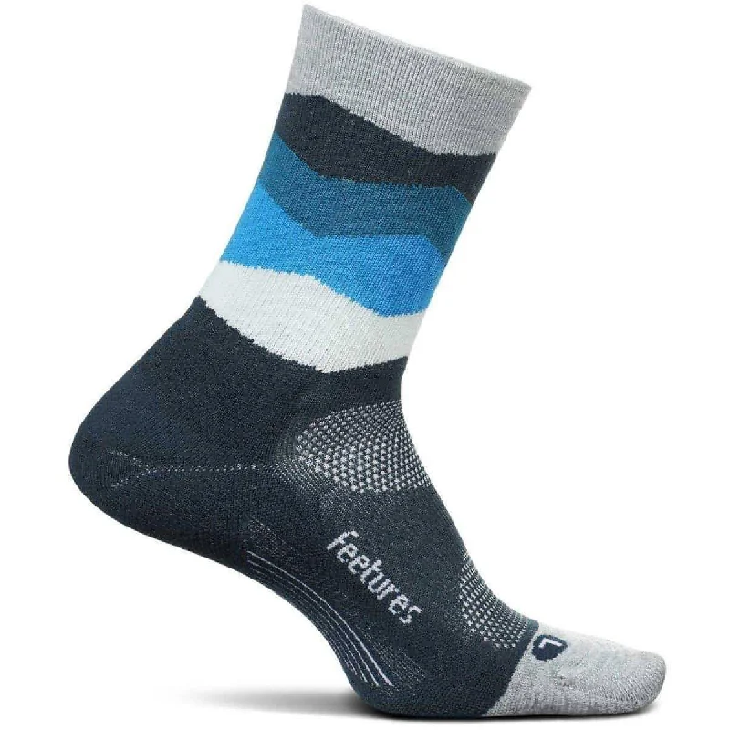 Feetures Elite Light Cushion Mini Crew Running Socks - Blue