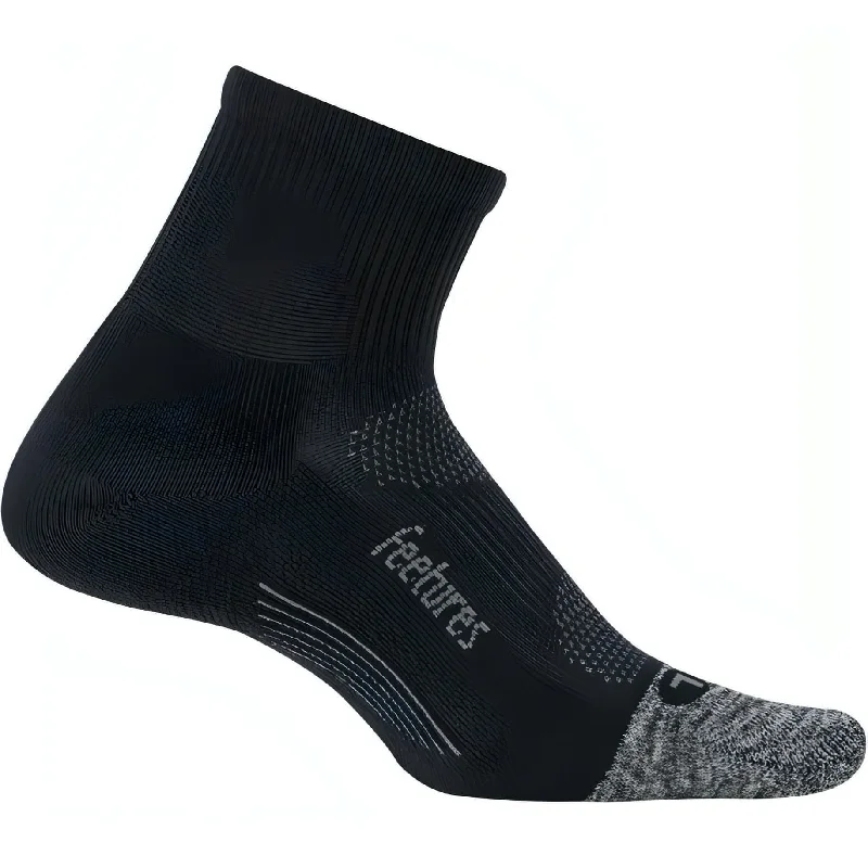 Feetures Elite Light Cushion Quarter Running Socks - Black