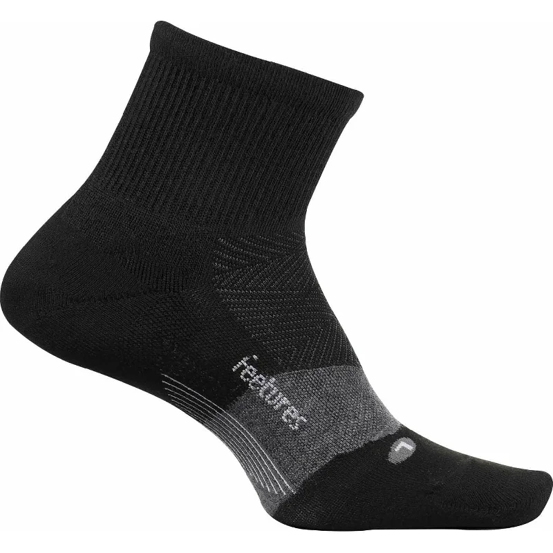 Feetures Merino 10 Cushion Quarter Running Socks - Grey