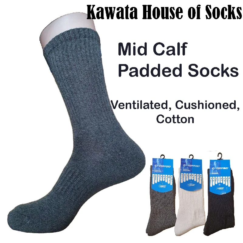 Kawata Men Mid Calf Padded Socks | Padded Sport Socks | Work Socks