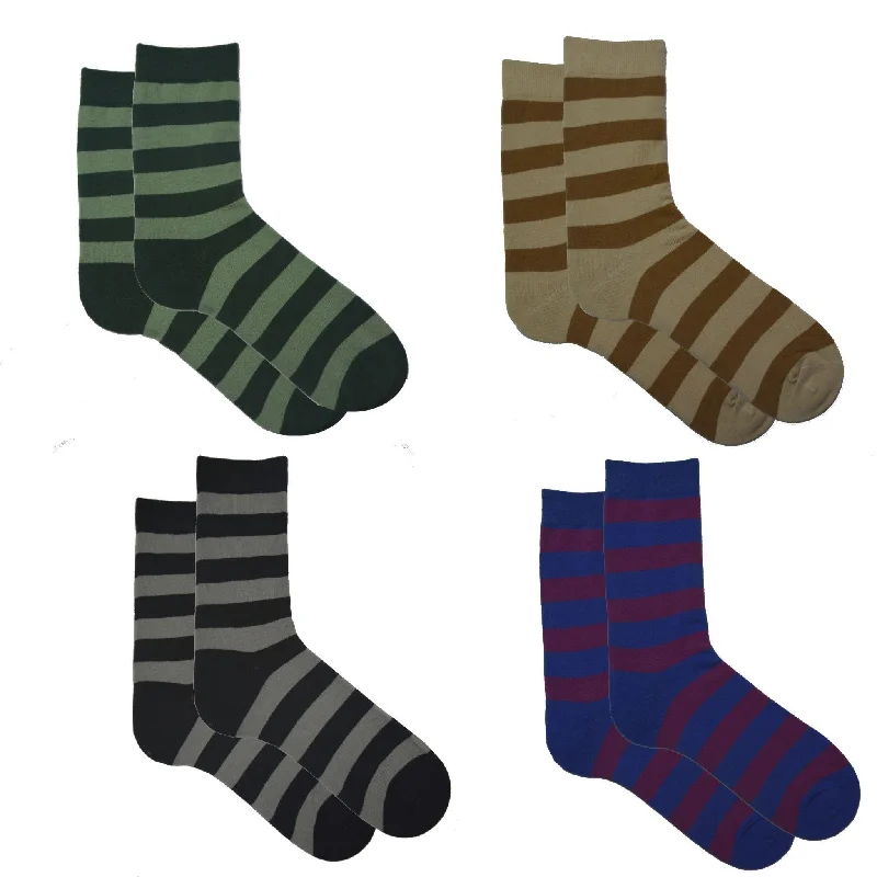 Mid-Calf Stripe Cotton Socks