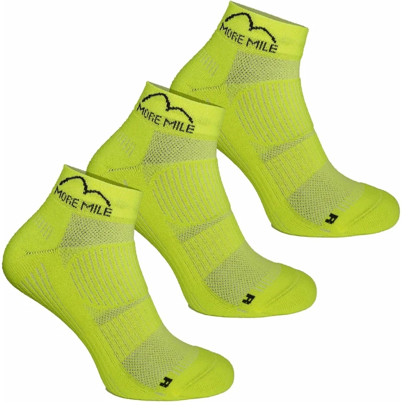 More Mile London 2.0 (3 Pack) Eco Friendly Running Socks - Yellow