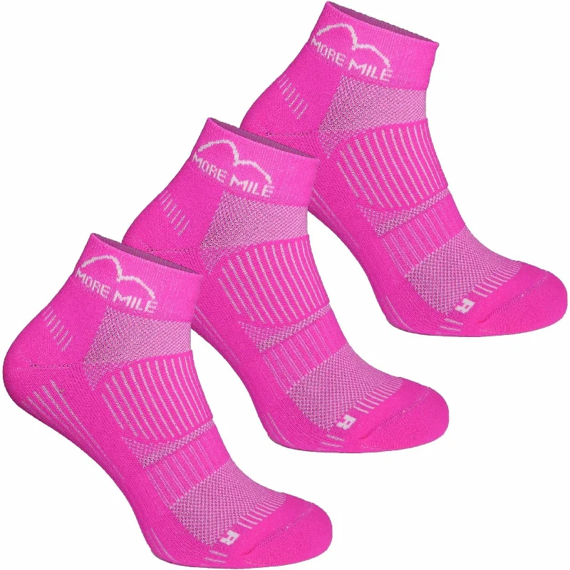 More Mile London 2.0 (3 Pack) Eco Friendly Running Socks - Pink