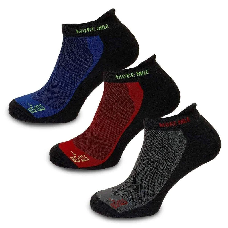 More Mile Pace Comfort (3 Pack) Mens Coolmax Running Socks - Multi