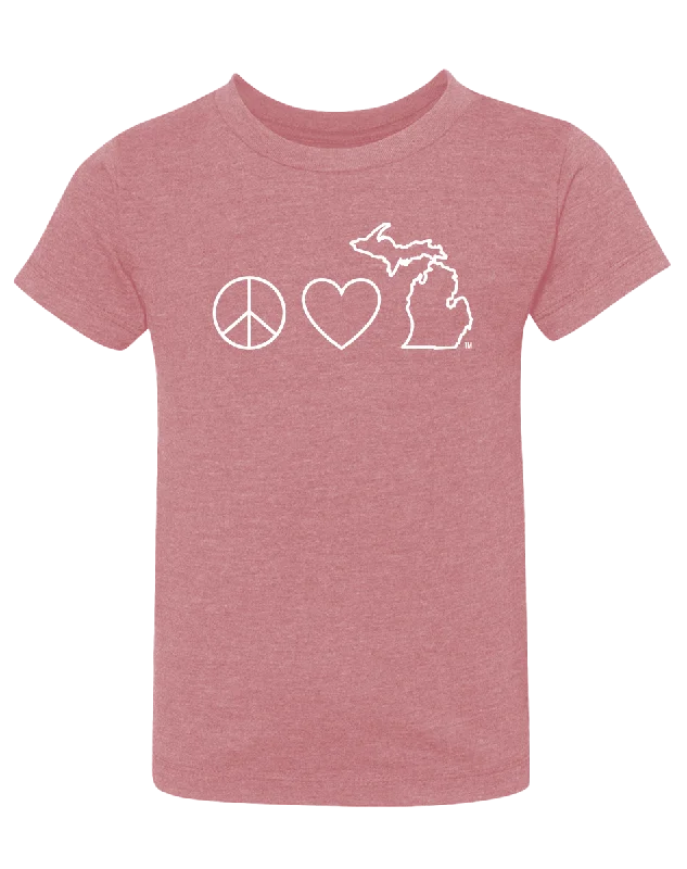 Peace Love Michigan Kids T-Shirt