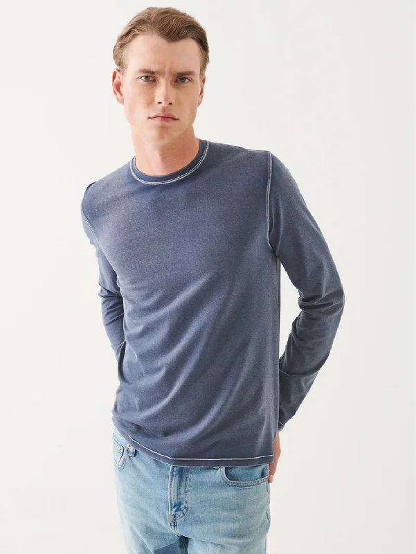 Pima Cotton Vintage Wash Long Sleeve Tee - Storm