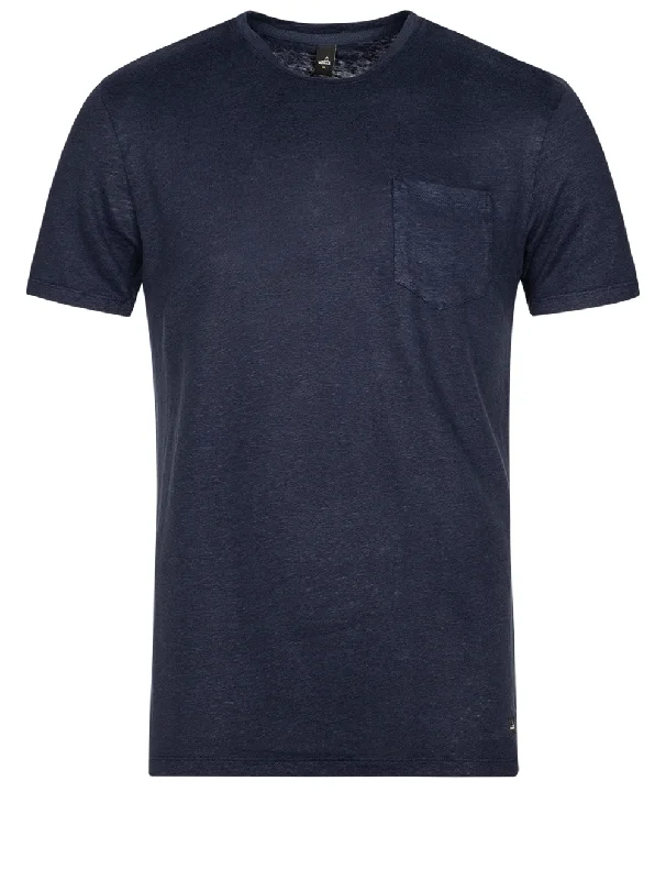 Linen Pocket T-shirt Navy Blue