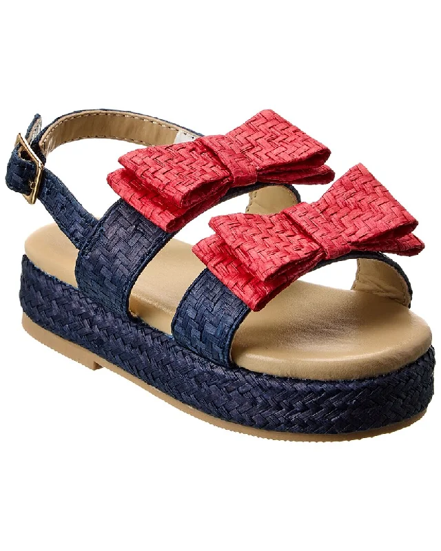 Janie and Jack Double Bow Straw Sandal