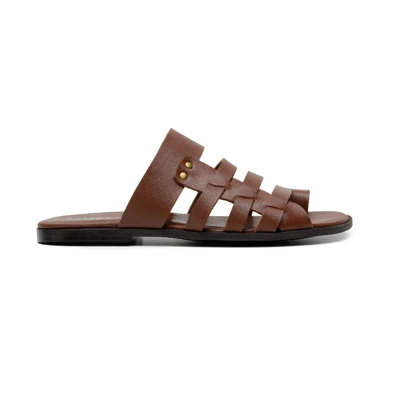 'Joel' men's sandal with vegan-leather upper - cognac