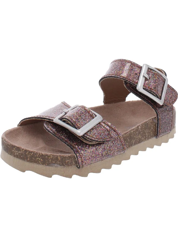 Lil Nora Girls Metallic Cork Footbed Sandals