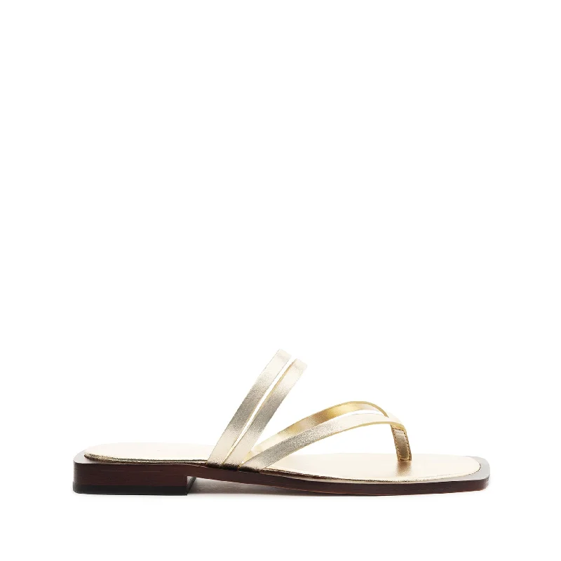 Rania Metallic Leather Flat Sandal