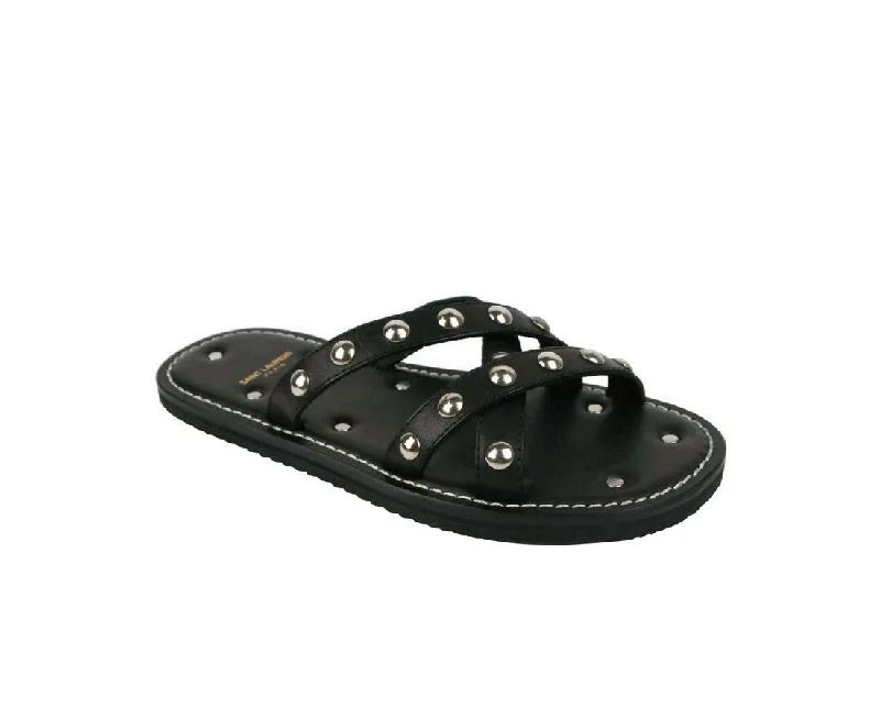 Saint Laurent Men's  Leather Sandal With  Studs (39 EU / 6 US)