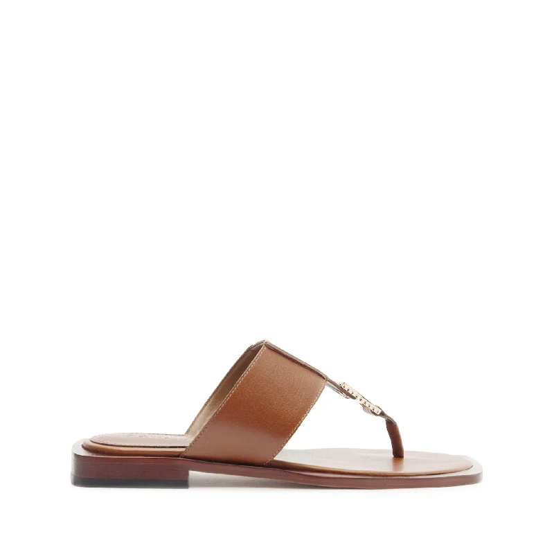 Salma Metallic Leather Flat Sandal