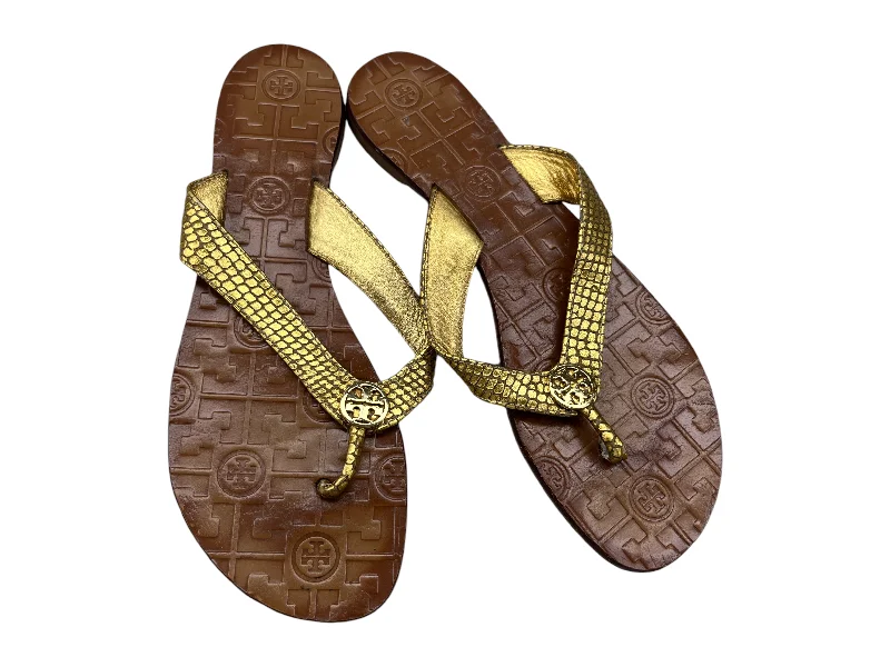 Sandals Designer By Tory Burch In Gold, Size: 10