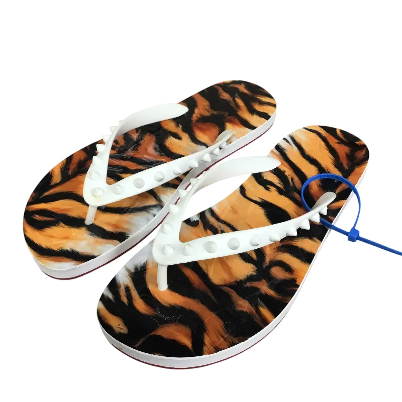 Sandals Luxury Designer By Christian Louboutin In Animal Print, Size: 7