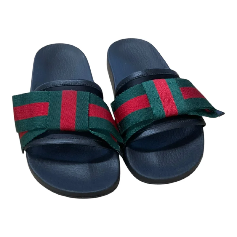 Sandals Luxury Designer By Gucci In Green & Red, Size: 6