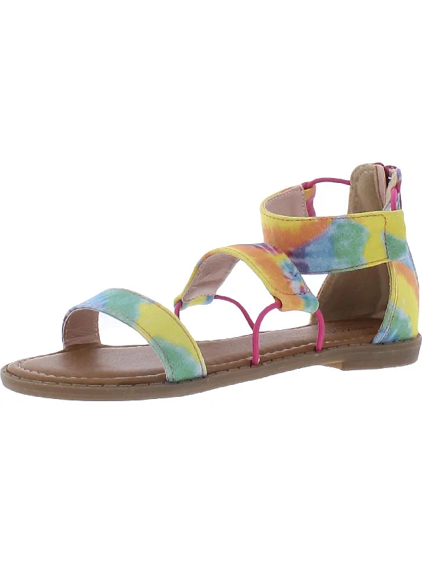 Spray Girls Tie Dye Ankle Strap Flat Sandals