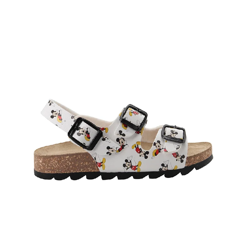 White Mickey Mouse Buckle Sandals