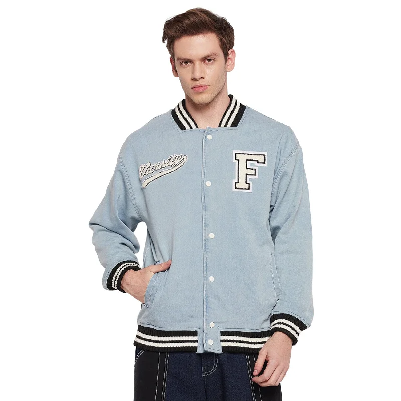 Blue Denim Varsity Jacket