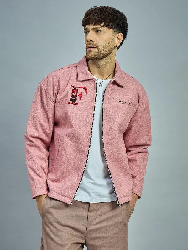 Dusty Pink Melange Harrington Jacket