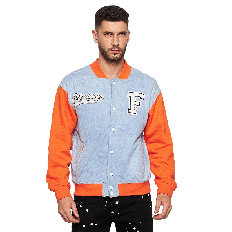 Indigo Orange Varsity Jacket