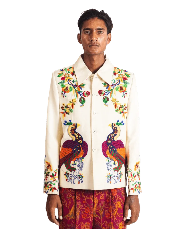 "PAINTED BIRD" SILK JACKET