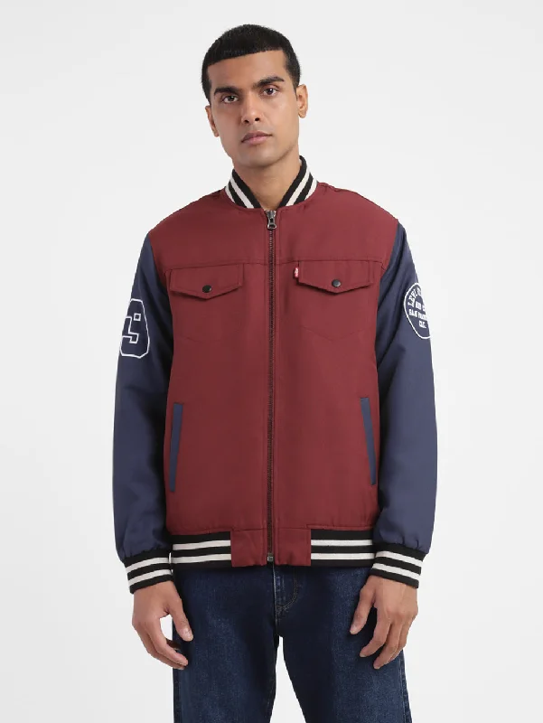 Men's Colorblock Collar Neck Bomber Jacket