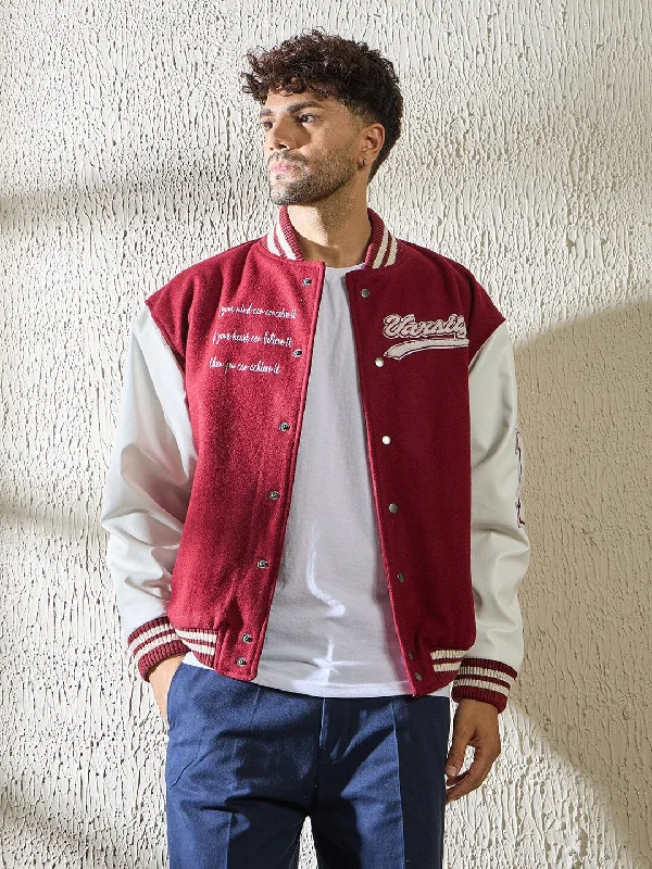 Maroon Statement Woollen Varsity Jacket