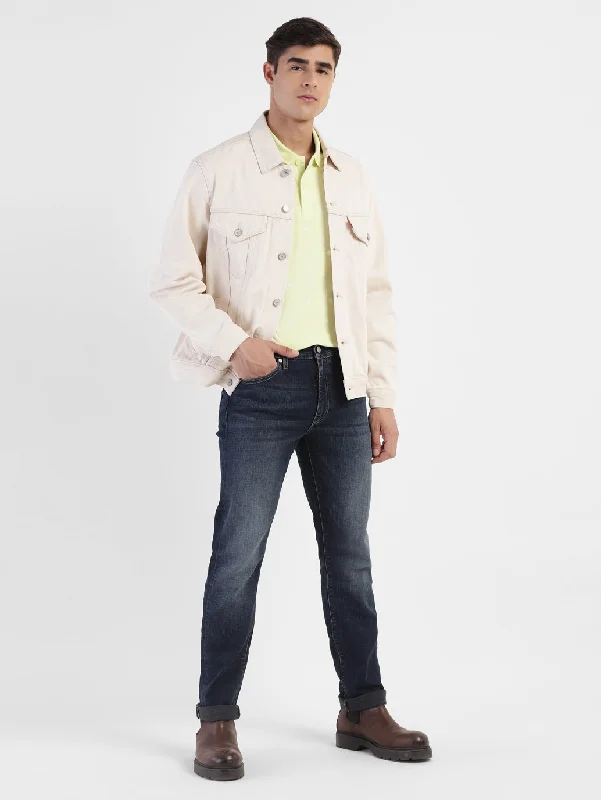 Men's Solid Spread Collar Denim Jacket