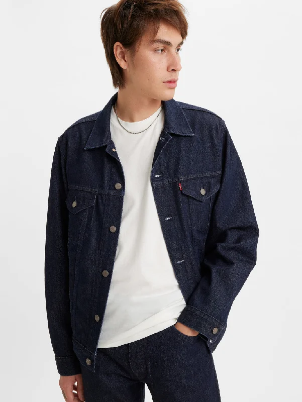 Men's Solid Spread Collar Denim Jacket