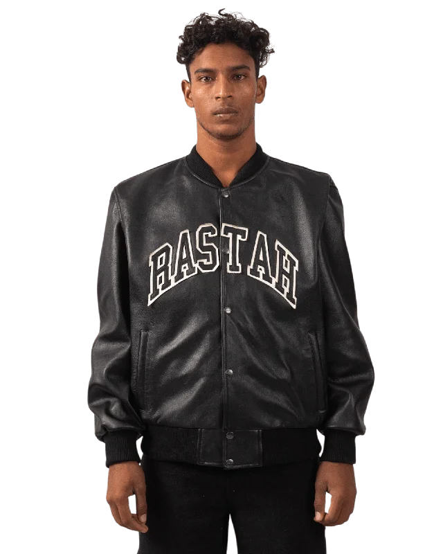 BLACK VARSITY LEATHER JACKET