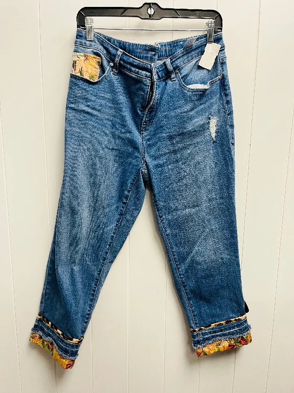 Jeans Cropped By Chicos In Blue Denim, Size: L