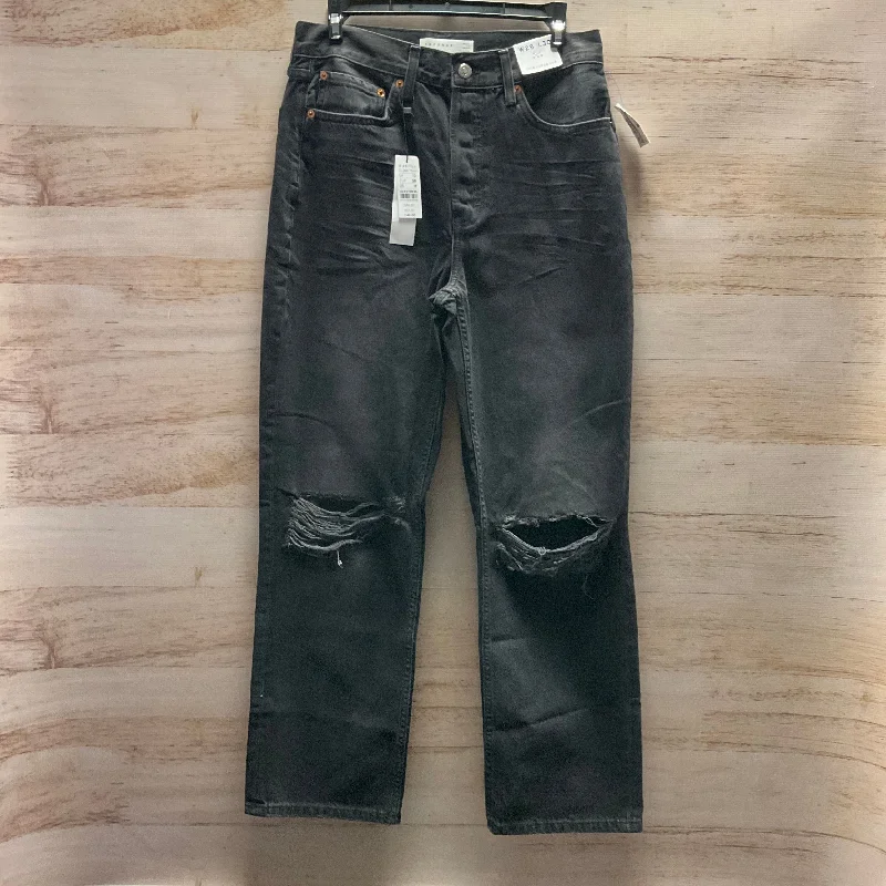 Jeans Straight By Top Shop In Black Denim, Size: 6